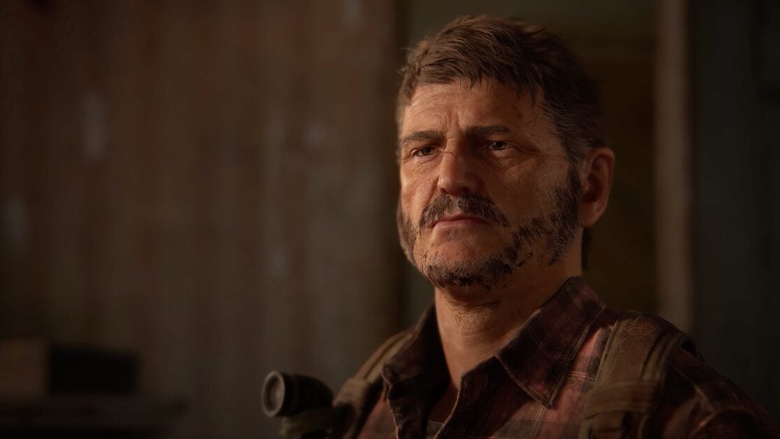 Screenshot taken of The Last of Us mod that replaces Joel's face with Pedro Pascal's