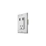 110V USB Charger w/Receptacle, White