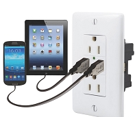 Valterra USB Charger/110V Dual Outlet, White