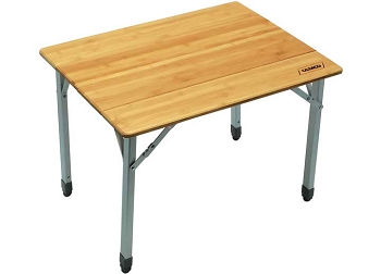 Camco 51895 Compact Bamboo Folding Table with Adjustable Aluminum Legs