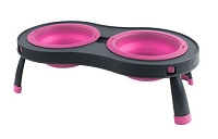 Dexas International Double Elevated Feeder Pet Dish Pink/Grey