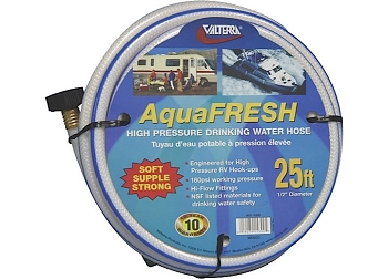 Valterra AquaFRESH High Pressure Drinking Water Hose, 1/2” x 25” – White W01-5300